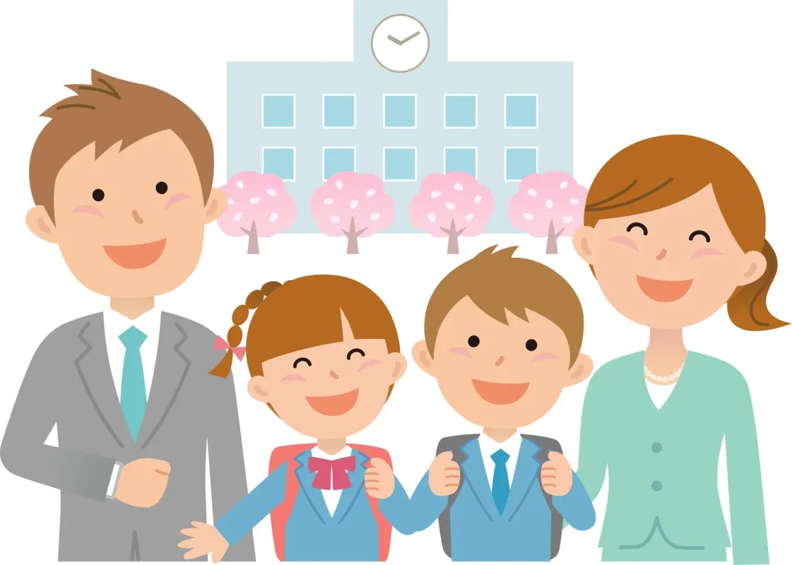 小学校入学の家族イラスト