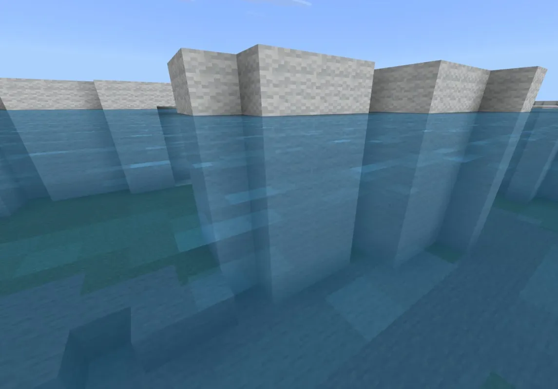 マインクラフト上で浸水する街の様子