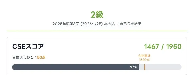 合格基準に対する進捗バーのイメージ