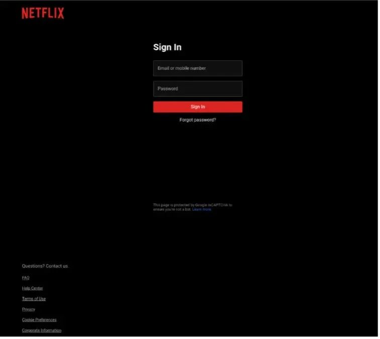 Netflixの偽ログインページのスクリーンショット