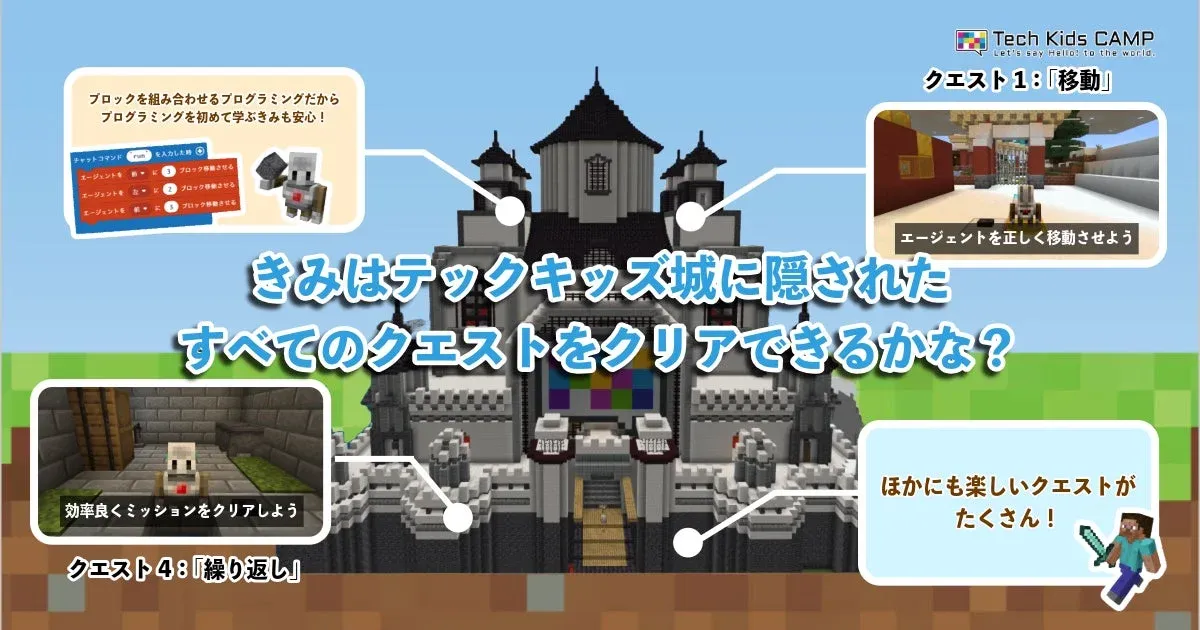 マインクラフトコースの学習画面イメージ