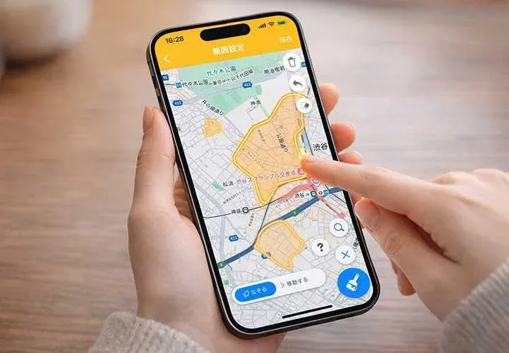 手書きエリア設定のスマホ画面