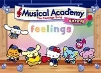 サンリオキャラクターたちが「Musical Academy The Feelings Song spring」というテーマで集まっているイラスト