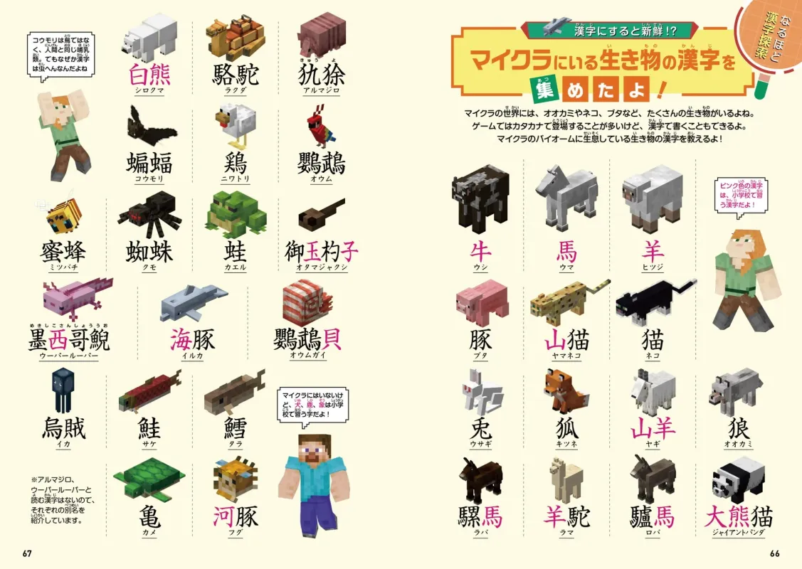 マイクラに登場する生き物の漢字表記のページ