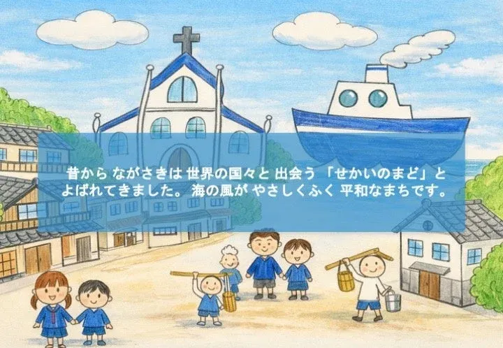 絵本イラスト：長崎の街並み