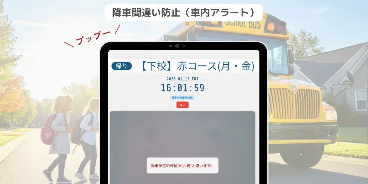 降車間違い防止アラートの画面