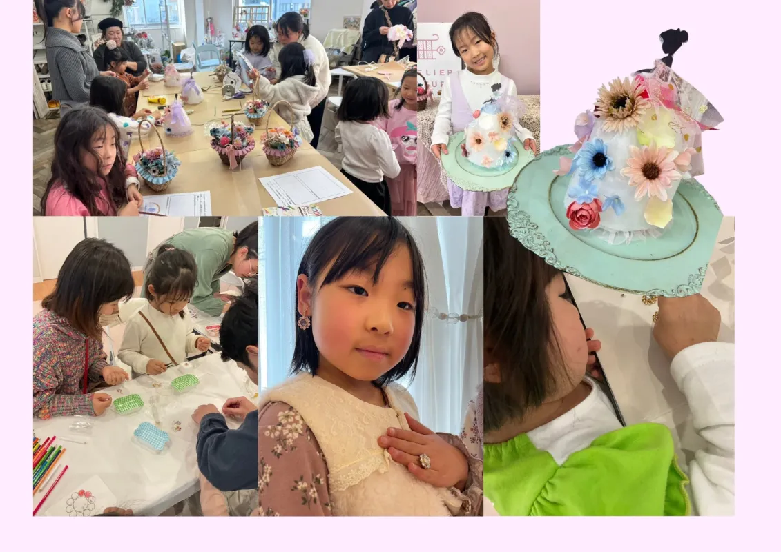 フラワーレッスンやジュエリー制作の様子