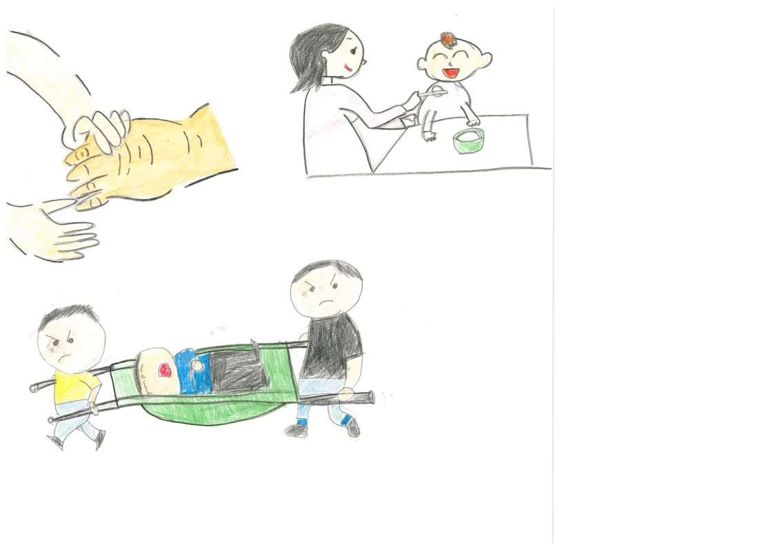 絵本イラスト：医療活動と家族