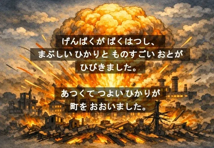 絵本イラスト：原子爆弾の爆発